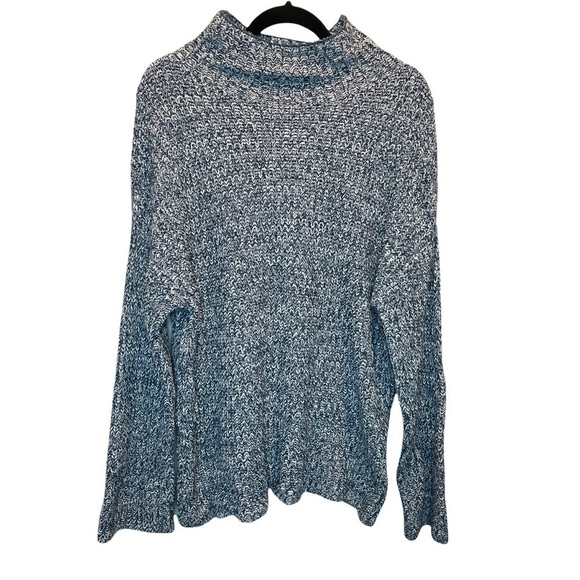 Caslon Shaker Knit Mock Neck Sweater Blue Ensign Ivory White Marl Medium NWT - Picture 2 of 7